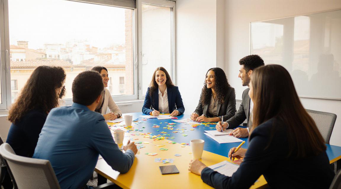 Il team di DecoNexus Talent in una sessione di brainstorming creativa